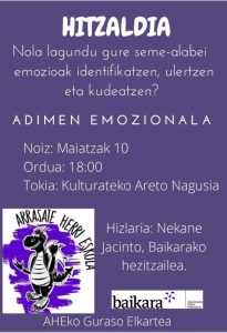 Arrasate: Nola lagundu gure seme alabei emozioak identifikatzen, ulertzen eta kudeatzen?